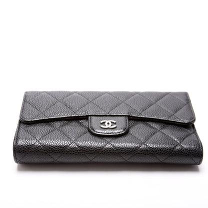 Chanel Classic Flap Wallet Long Caviar Black