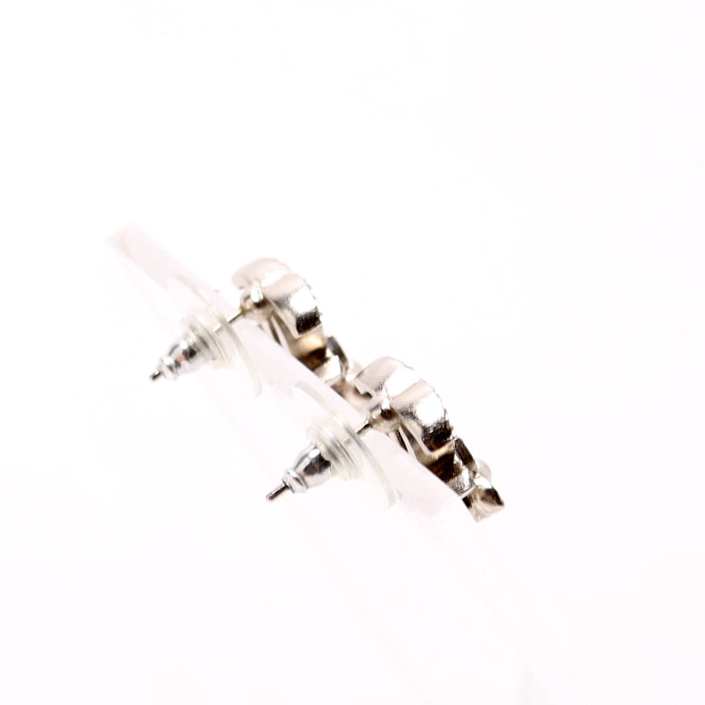 Chanel CC Crystal Flore Stud Earrings Silver/Pearl