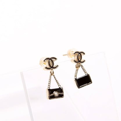Chanel Mini CC Flap Bag Drop Earrings Gold/Black