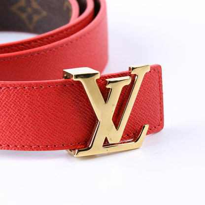 LV Initiales 30MM Reversible Leather/Monogram Belt Size 85/34 Red
