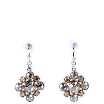 Chanel Rhinestone Cluster Drop Earrings Silver/Gold