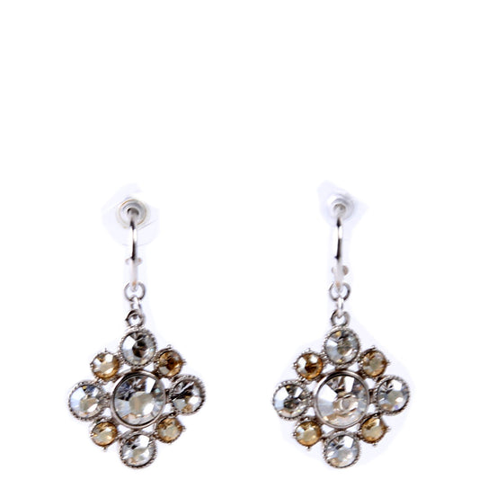 Chanel Rhinestone Cluster Drop Earrings Silver/Gold