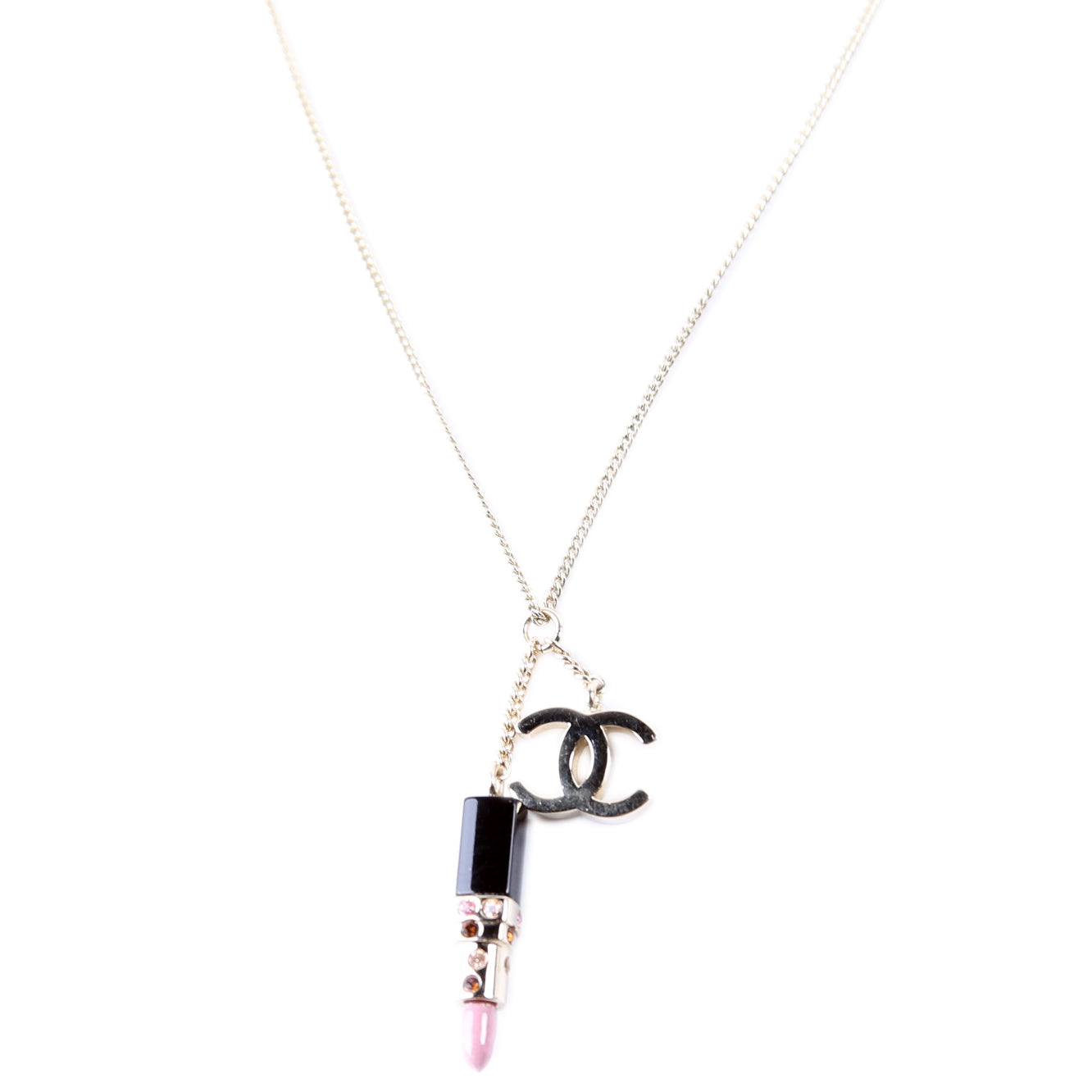 Chanel CC Lipstick Pendant Necklace Gold