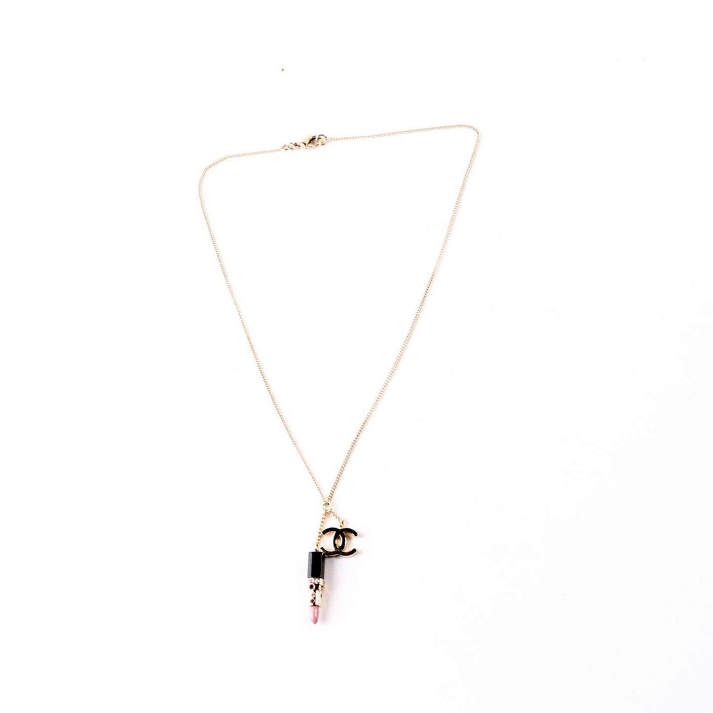 Chanel CC Lipstick Pendant Necklace Gold