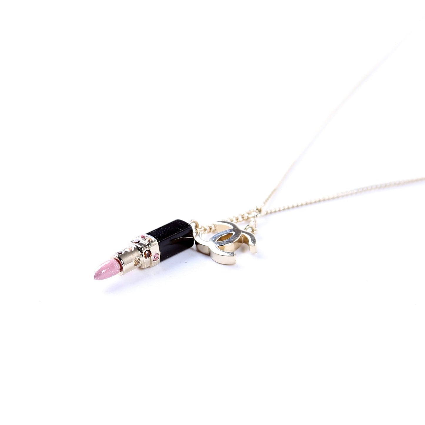 Chanel CC Lipstick Pendant Necklace Gold
