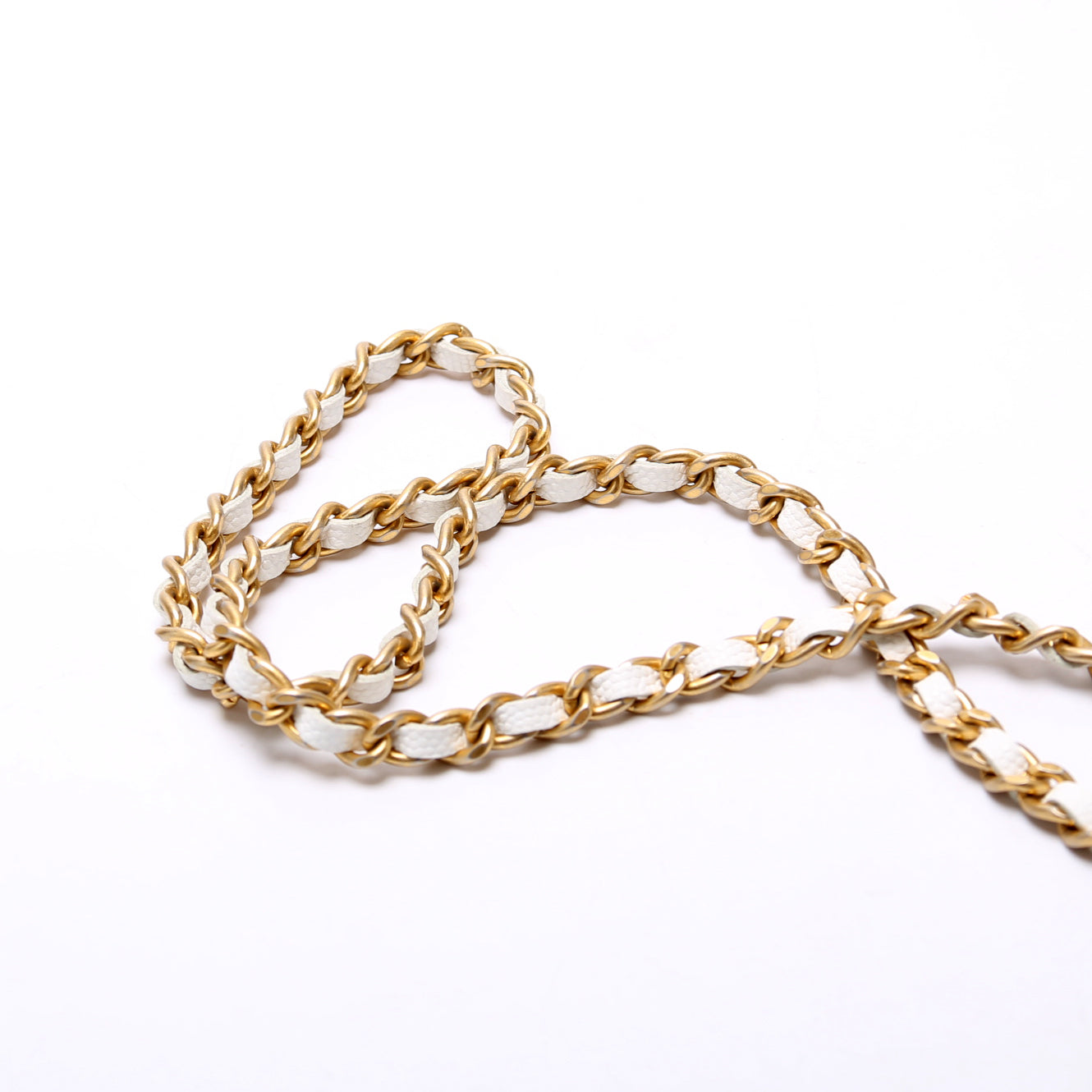 Chanel Woven Chain Top Handle Round White