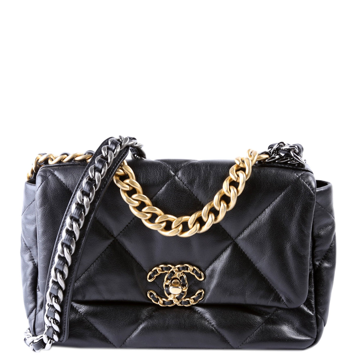 Chanel Quilted Goatskin 19 Medium Flap 30M Black