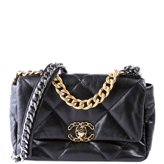 Chanel Quilted Goatskin 19 Medium Flap 30M Black