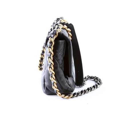 Chanel Quilted Goatskin 19 Medium Flap 30M Black