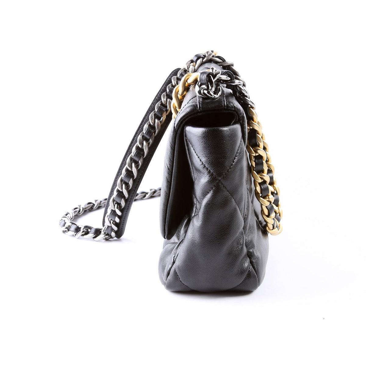 Chanel Quilted Goatskin 19 Medium Flap 30M Black