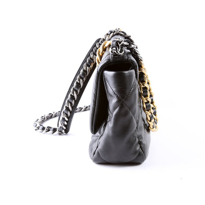 Chanel Quilted Goatskin 19 Medium Flap 30M Black