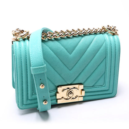 Chanel Boy Flap Small Chevron Caviar 27M Teal