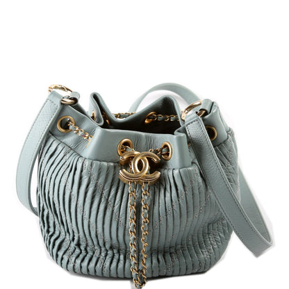 Chanel Coco Pleats Drawstring Bag 24M Blue
