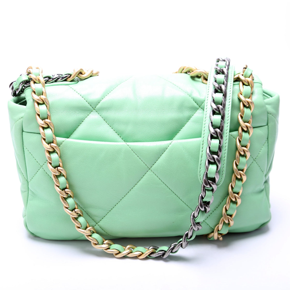 Chanel 19 Medium Flap Quilted Goatskin 30M Green