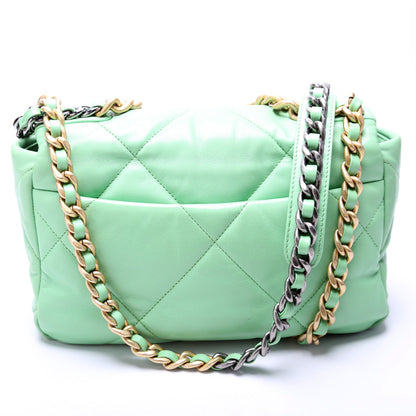 Chanel 19 Medium Flap Quilted Goatskin 30M Green