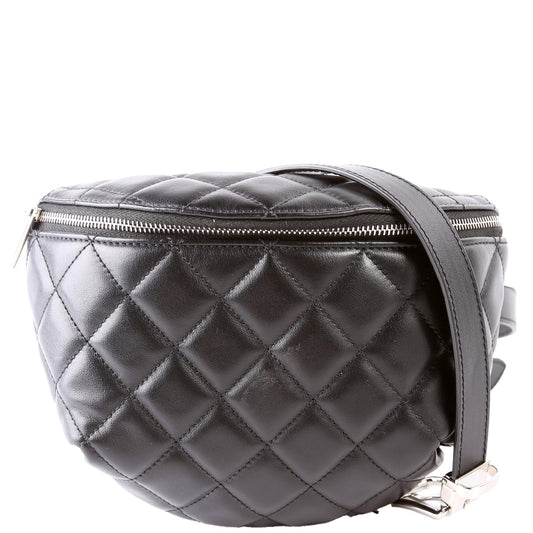 Chanel Quilted Uniform Waist Belt Bag Lambskin 29M Black