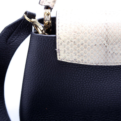 Capucines Mini Taurillon/Python Beige/Black