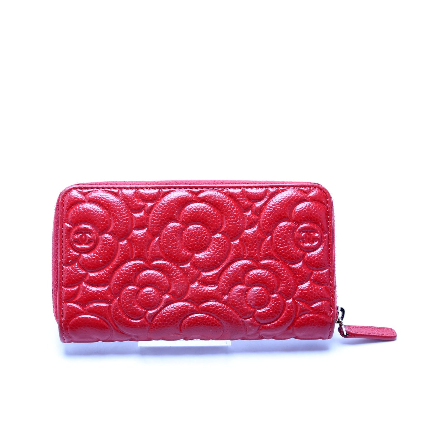 Chanel Camellia Medium Zip Around Wallet Red