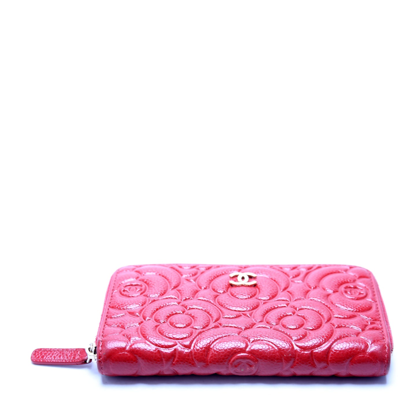 Chanel Camellia Medium Zip Around Wallet Red