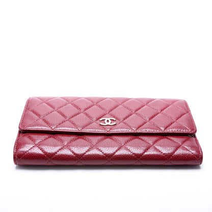 Chanel CC Tri-Fold Long Wallet Caviar 13M Burgundy