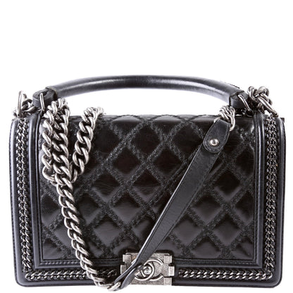 Chanel Boy Flap Medium Old Top Handle 21M Black
