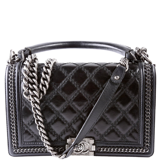 Chanel Boy Flap Medium Old Top Handle 21M Black