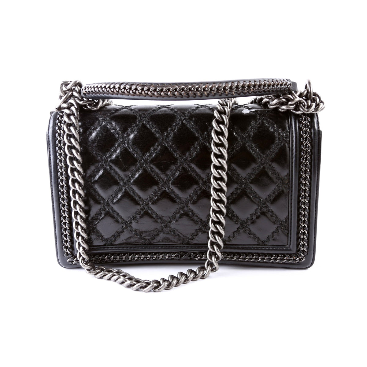 Chanel Boy Flap Medium Old Top Handle 21M Black