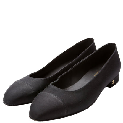Chanel Cap Toe Uniform Ballet Flats Size 39 Black
