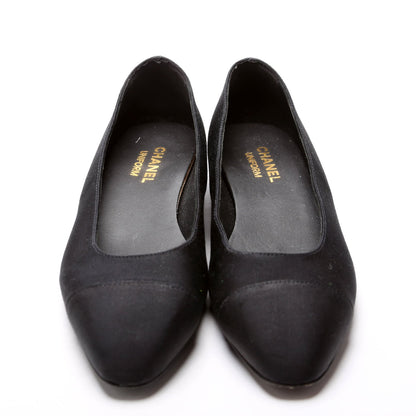 Chanel Cap Toe Uniform Ballet Flats Size 39 Black