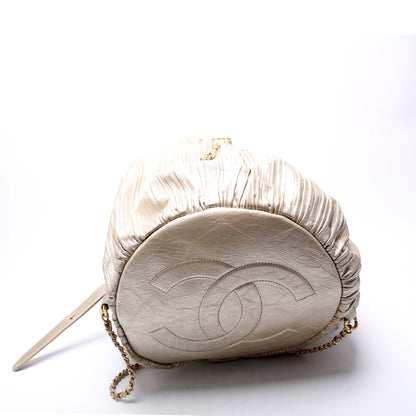 Chanel Coco Pleats Drawstring Iridescent Bag 25M Gold