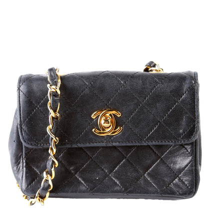 Chanel CC Quilted Lambskin Extra Mini Flap Bag 1M Vintage Black
