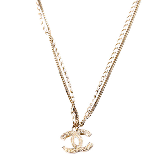 Chanel CC Multi Strand Long Necklace Champagne