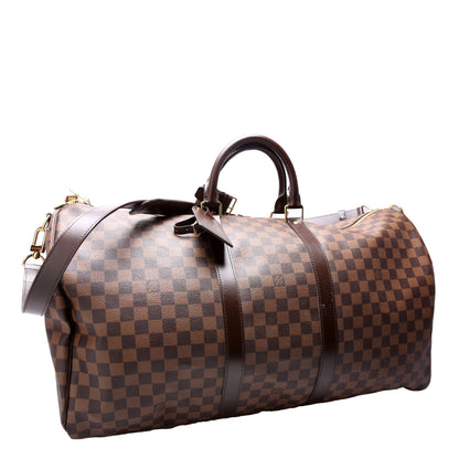 Keepall 55 Damier Ebene Bandouliere