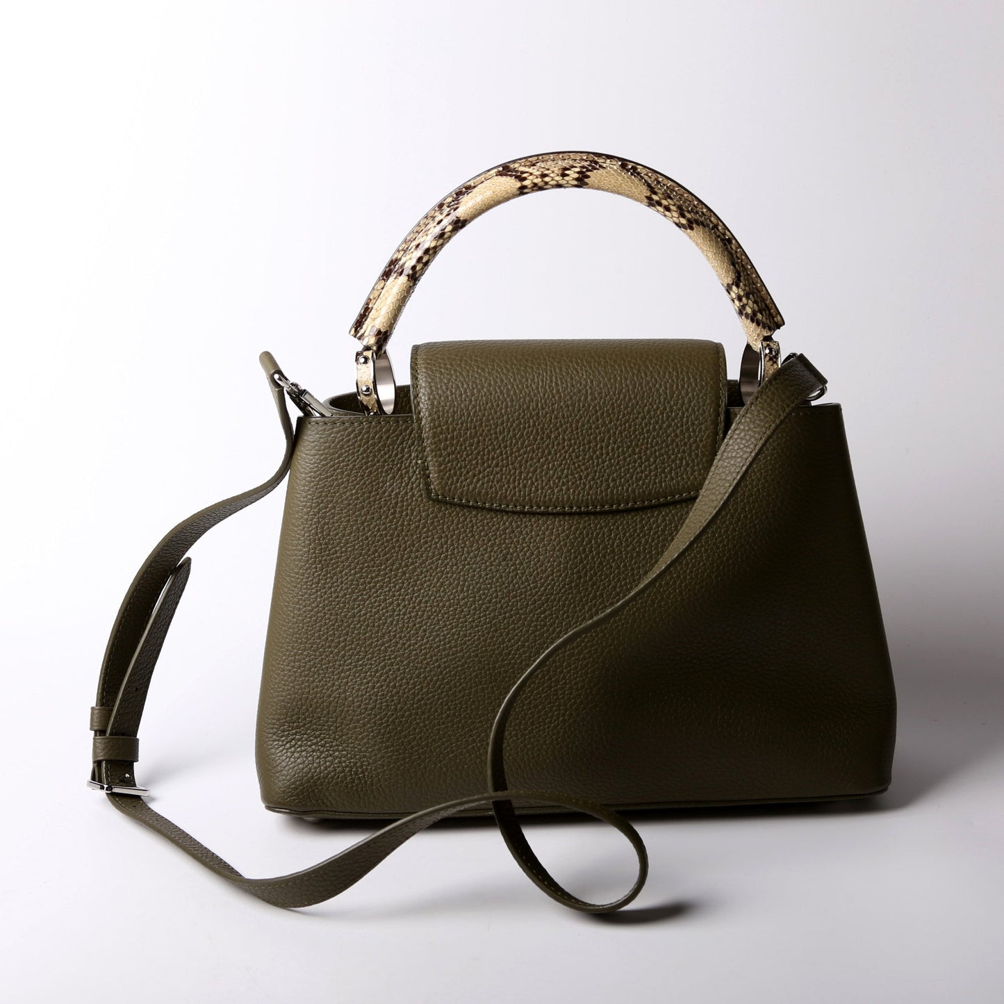 Louis-Vuitton Capucines PM Taurillon/Python Green
