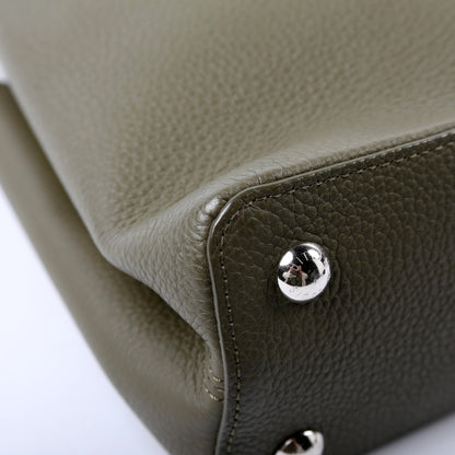 Louis-Vuitton Capucines PM Taurillon/Python Green