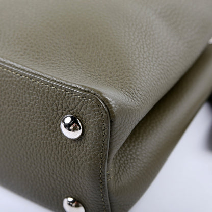 Louis-Vuitton Capucines PM Taurillon/Python Green