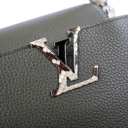 Louis-Vuitton Capucines PM Taurillon/Python Green