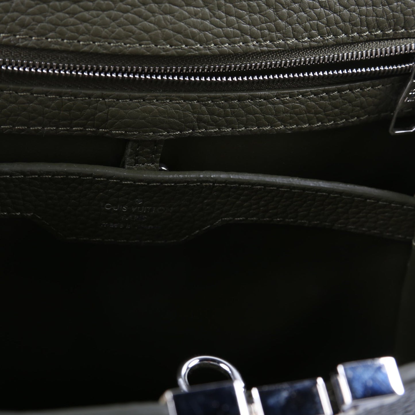 Louis-Vuitton Capucines PM Taurillon/Python Green