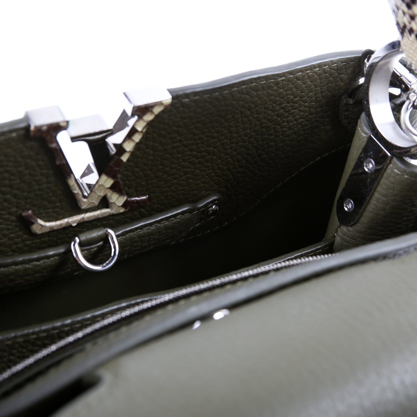 Louis-Vuitton Capucines PM Taurillon/Python Green