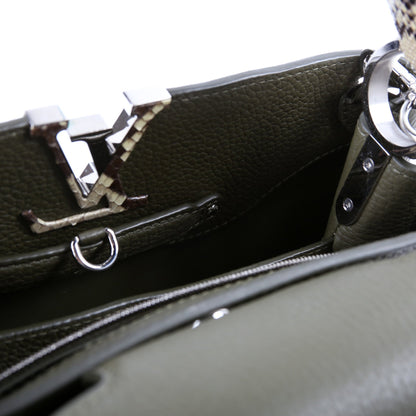 Louis-Vuitton Capucines PM Taurillon/Python Green