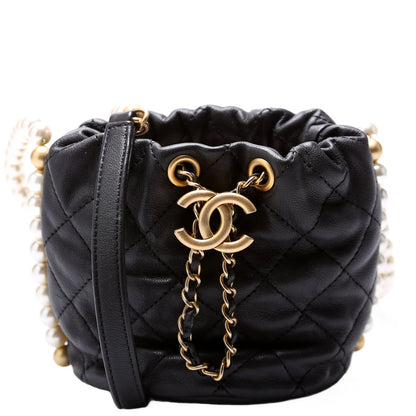 Chanel About Pearls Bucket Bag Mini Calfskin 31M Black