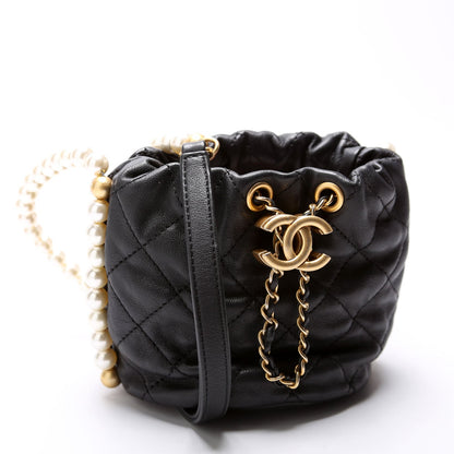 Chanel About Pearls Bucket Bag Mini Calfskin 31M Black