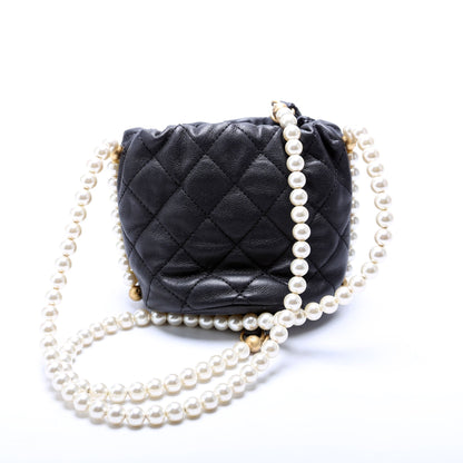 Chanel About Pearls Bucket Bag Mini Calfskin 31M Black