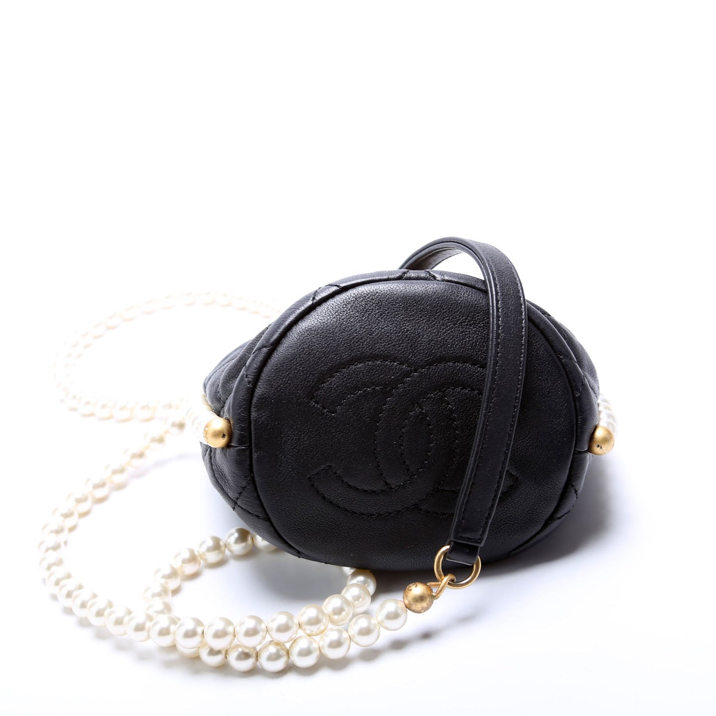 Chanel About Pearls Bucket Bag Mini Calfskin 31M Black