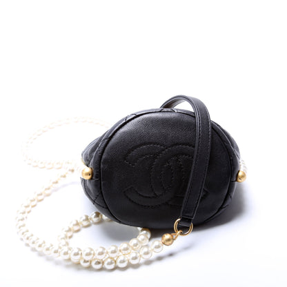 Chanel About Pearls Bucket Bag Mini Calfskin 31M Black
