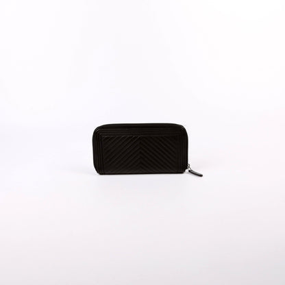 Chanel Boy Wallet Zip Around Chevron Lambskin 21M
