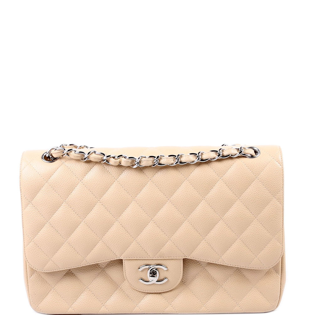 Chanel Classic Flap Jumbo Caviar 14-16M Nude