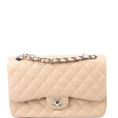 Chanel Classic Flap Jumbo Caviar 14-16M Nude