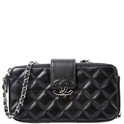 Chanel WOC CC Box Clutch Double Zip Grain Calfskin 29M Black