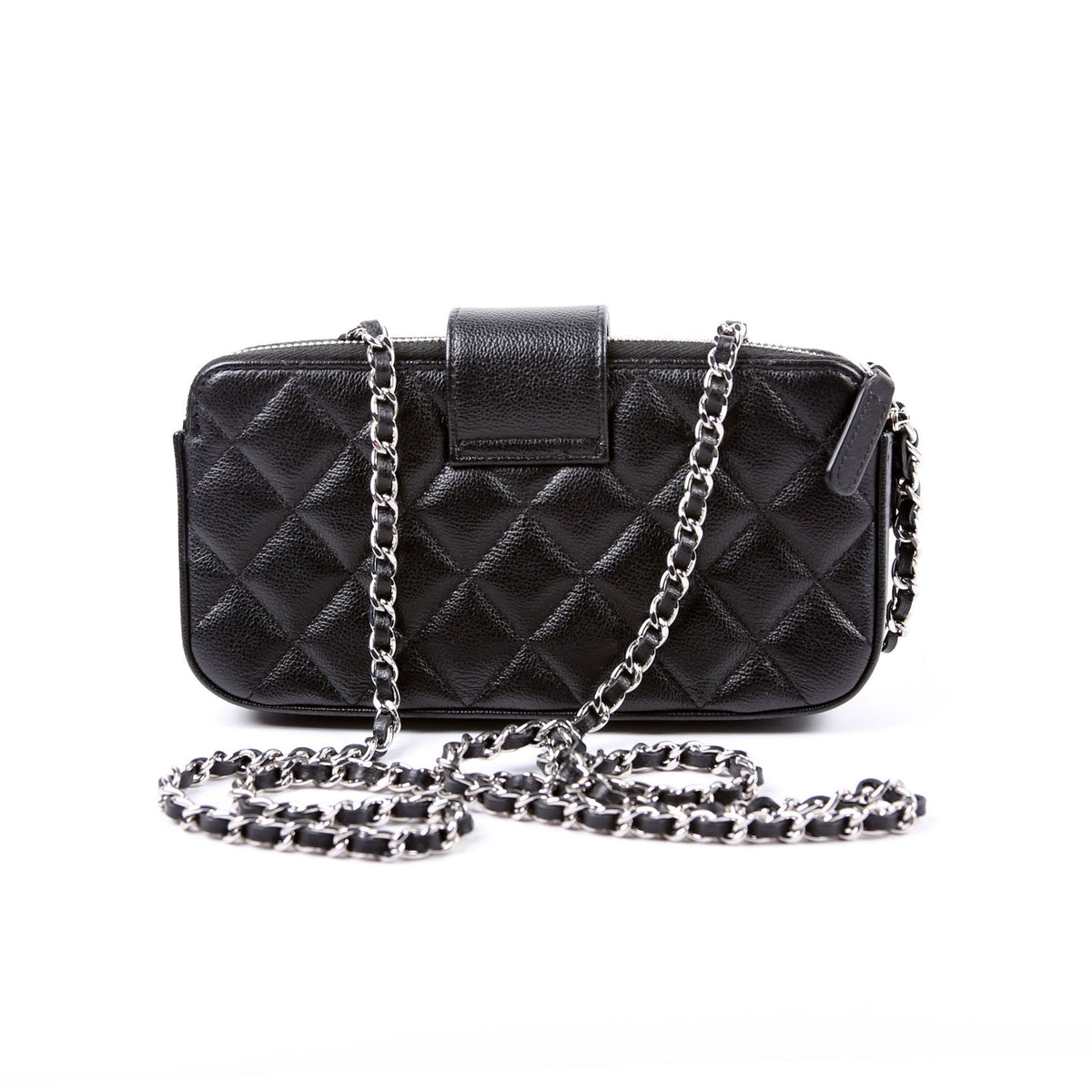 Chanel WOC CC Box Clutch Double Zip Grain Calfskin 29M Black